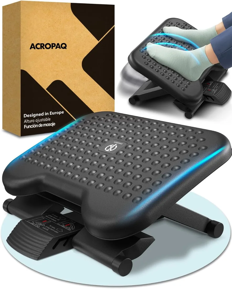 ACROPAQ Reposapies de oficina - Ajustable en 3 Alturas, grado de inclinación -30 para +30 - Reposa pies Ergonómico - Reposa pies trabajo oficia - Gris foto 2