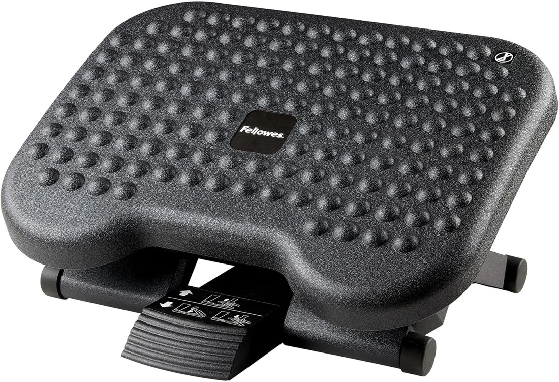 Fellowes Reposapiés Everyday Plus ergonómico con base antideslizante - Reposapiés para el escritorio - para oficina y hogar - Negro foto 2