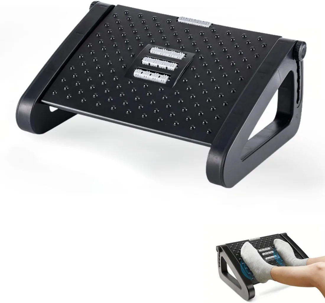 MAGIC SELECT Reposapiés Oficina Ergonómico, Soporte Ajustable para Pies | Antideslizante, Función de Masaje, Mejora Postura y Circulación, Para Trabajo y Casa, Bajo Escritorio