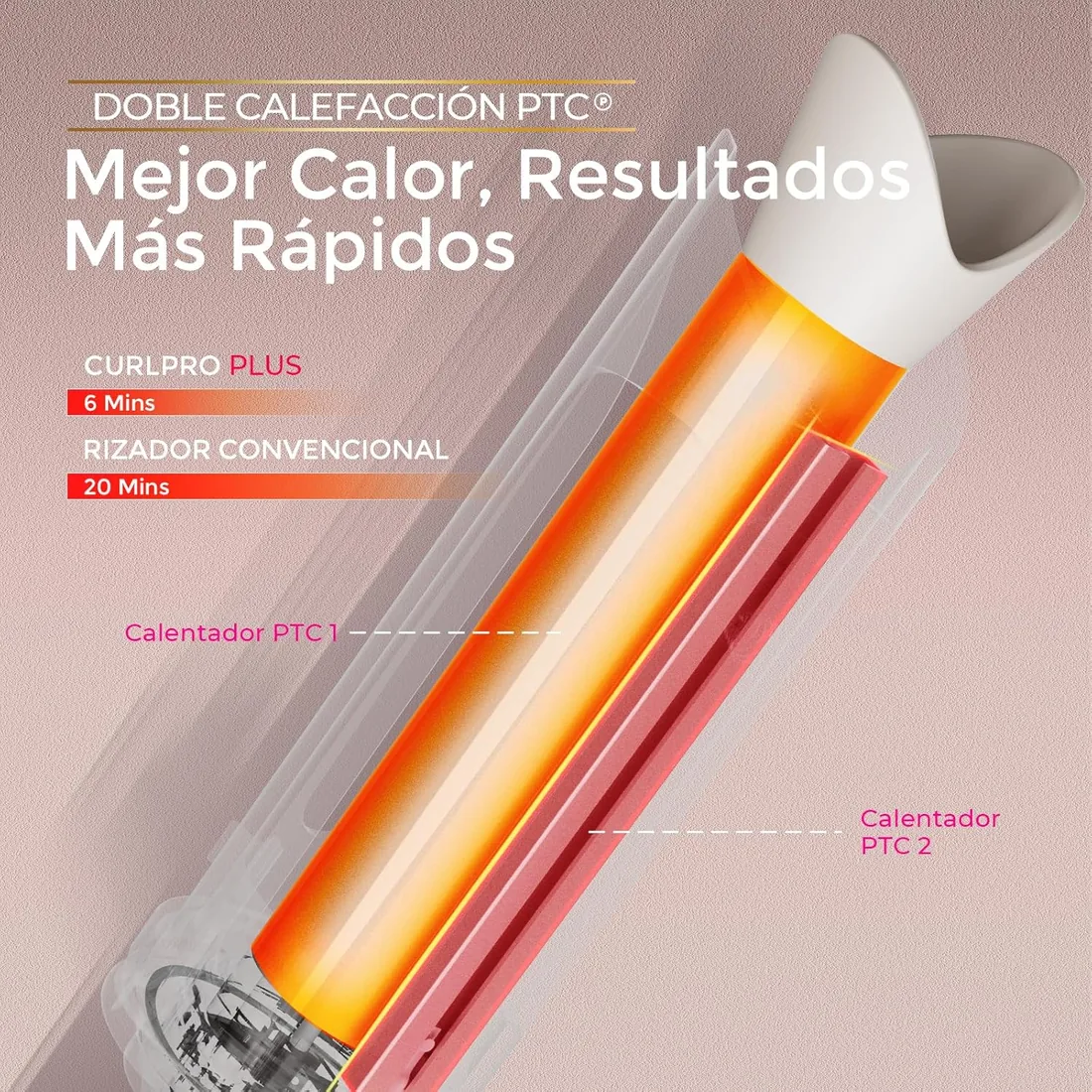 Rizador de Pelo Automatico - TYMO Curlpro Plus Rizador pelo Ondas Automático Rizos Grandes 25mm Beach Waves Moldeador Tenacilla para Pelo Largo Hair Curler Anti-Quemaduras Calentamiento Rápido Dorado foto 3