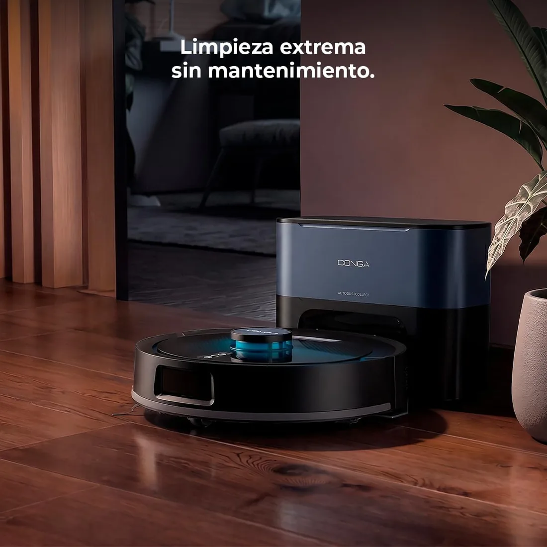Cecotec Robot Aspirador y Friegasuelos con Base Autovaciado Conga Y80 Dark. Navegación Láser, 25000Pa, Autonomía 240min, Cepillo Silicona para Mascotas, Bolsa de Polvo 3L, Bluetooth y WiFi, App foto 3