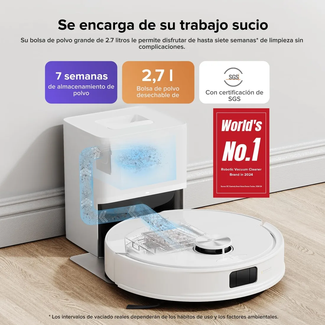 roborock Q10 S5+ Set Robot Aspirador y Fregasuelo 2 en 1 10000 Pa, Blanco foto 2