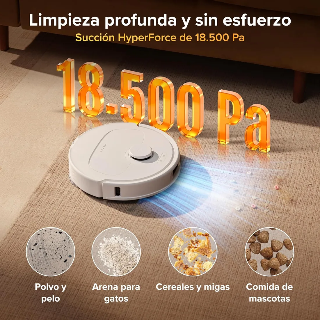 roborock Qrevo S Pro Robot Aspirador (Versión Mejorada del QV 35A) Succión de 18500 Pa, Base Todo en Uno, 2,7L Bolsa para Polvo, Sistema antienredos, Evitación de Obstáculos, Blanco foto 3