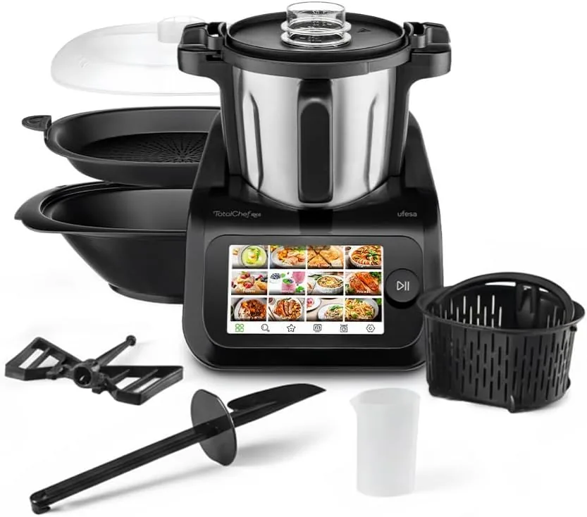 Ufesa TotalChef RK6 Robot de Cocina Multifunción Inteligente, Pantalla Digital 7”, WIFI, 30 Funciones, Jarra Acero Inox, Capacidad Máxima 3,5L, Báscula Integrada, 15 Programas, Accesorios