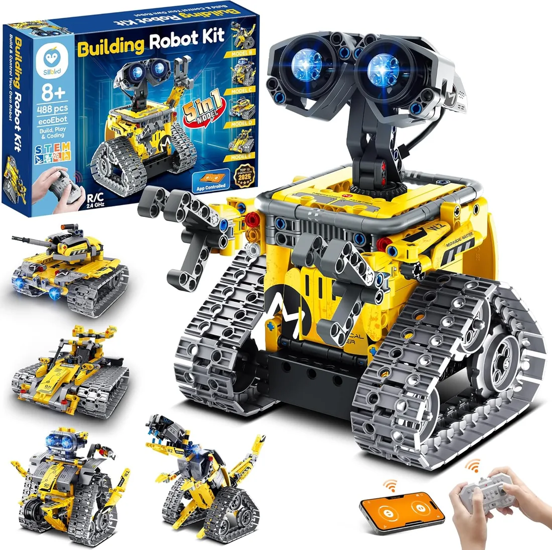 Sillbird Robot Programable 5 en 1 para Niños con App y Mando a Distancia | Kit de Construcción STEM para Niños de 8-13 Años, Regalo de Cumpleaños, 488 Piezas foto 2