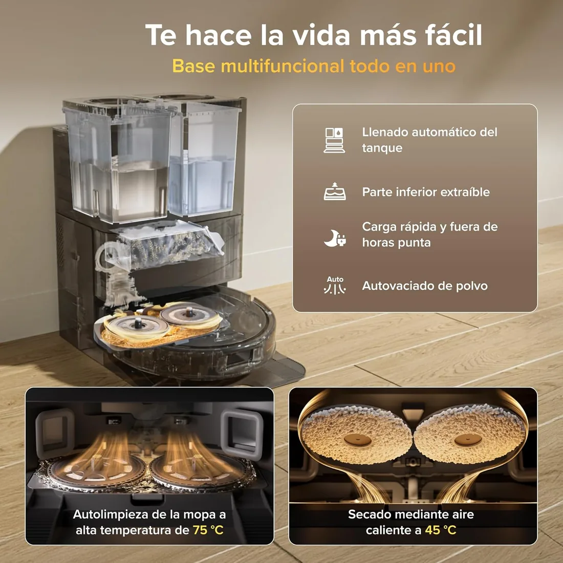 roborock Qrevo S Pro Robot Aspirador (Versión Mejorada del QV 35A) Succión de 18500 Pa, Base Todo en Uno, 2,7L Bolsa para Polvo, Sistema antienredos, Evitación de Obstáculos, Negro foto 2