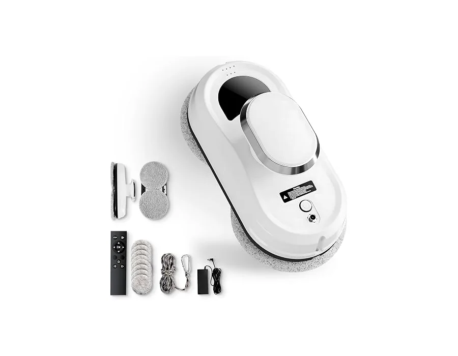 JUPPLIES Robot Limpiacristales Electrico 90W con Succión 5600Pa – Limpia Cristales para Ventanas con 3 Modos Automaticos, Control Remoto y Sistema Anticaida – Silencioso, 4min/m² foto 2