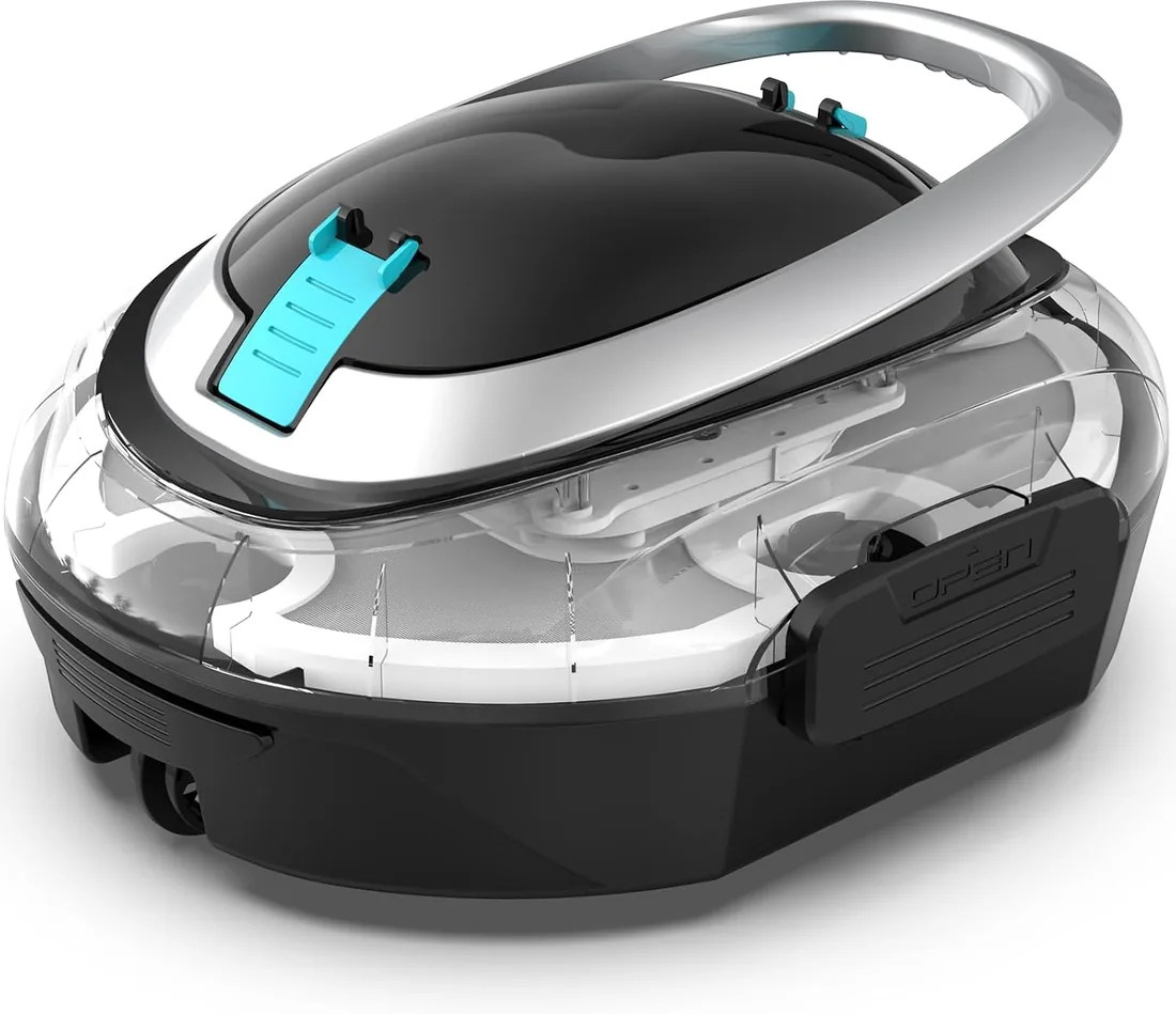 S2 Robot Piscina,Doble Filtración, Nero Carbone | Doble Motor Robot Limpiafondos Piscina Sin Cable, 90 Min Autonomía, Autoaparcable, para Piscinas de Fondo Plano 80 m²