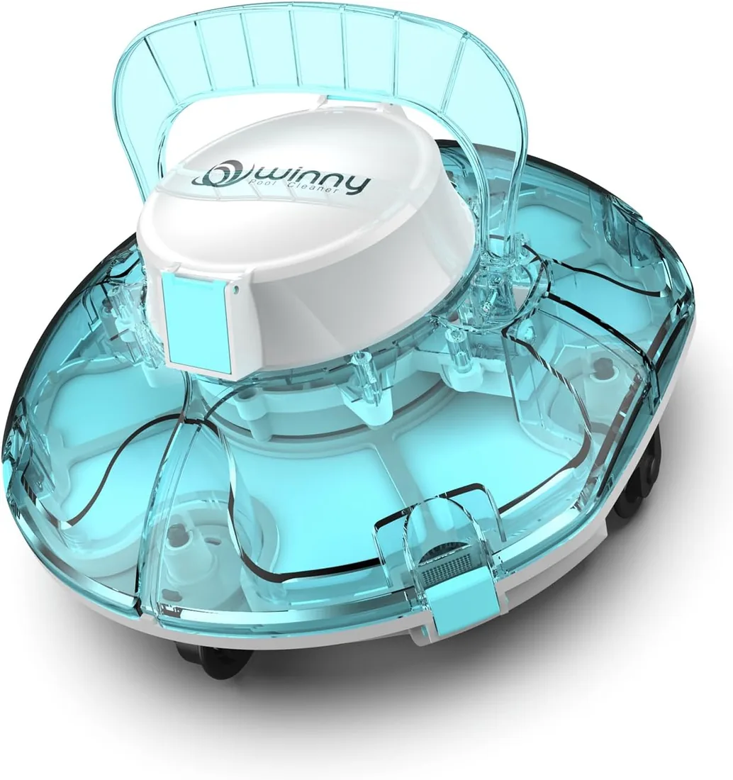 WINNY POOL CLEANER Winny 200 Limpiafondos Piscina, Inalámbrico Robot Limpiafondos Piscina, 75Min Autonomía, Piscinas Desmontables 60m², Doble Filtración,Estacionamiento Auto(Azul Semitransparente) foto 3