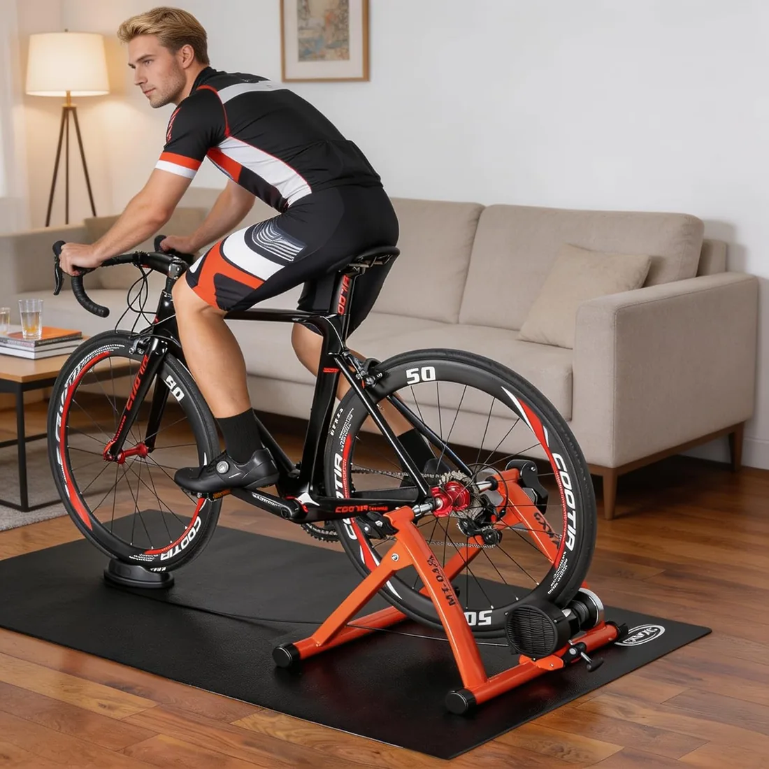 CXWXC Rodillo de Entrenamiento Plegable de Acero para Bicicleta con Cierre rápido, Base de Rueda Delantera, para Entrenamiento de Bicicleta de 26 a 29 Pulgadas, en casa o en Interiores foto 2