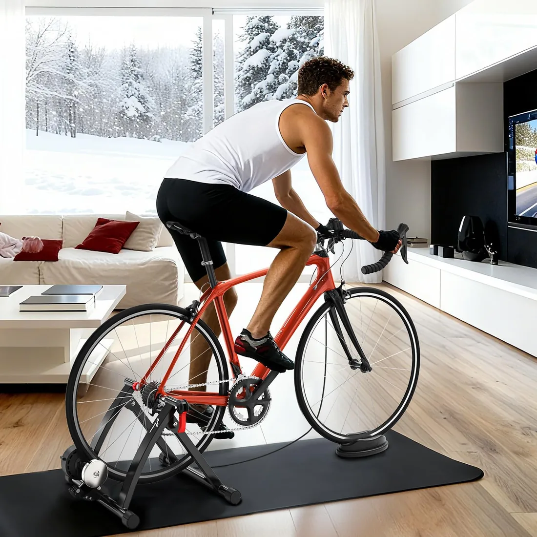 Sportneer Turbo Trainer - Entrenador de Bicicleta con 6 ajustes de Resistencia para Interior, Soporte magnético de Acero para Ejercicio de Bicicleta con Rueda de reducción de Ruido para Entrenador de foto 2