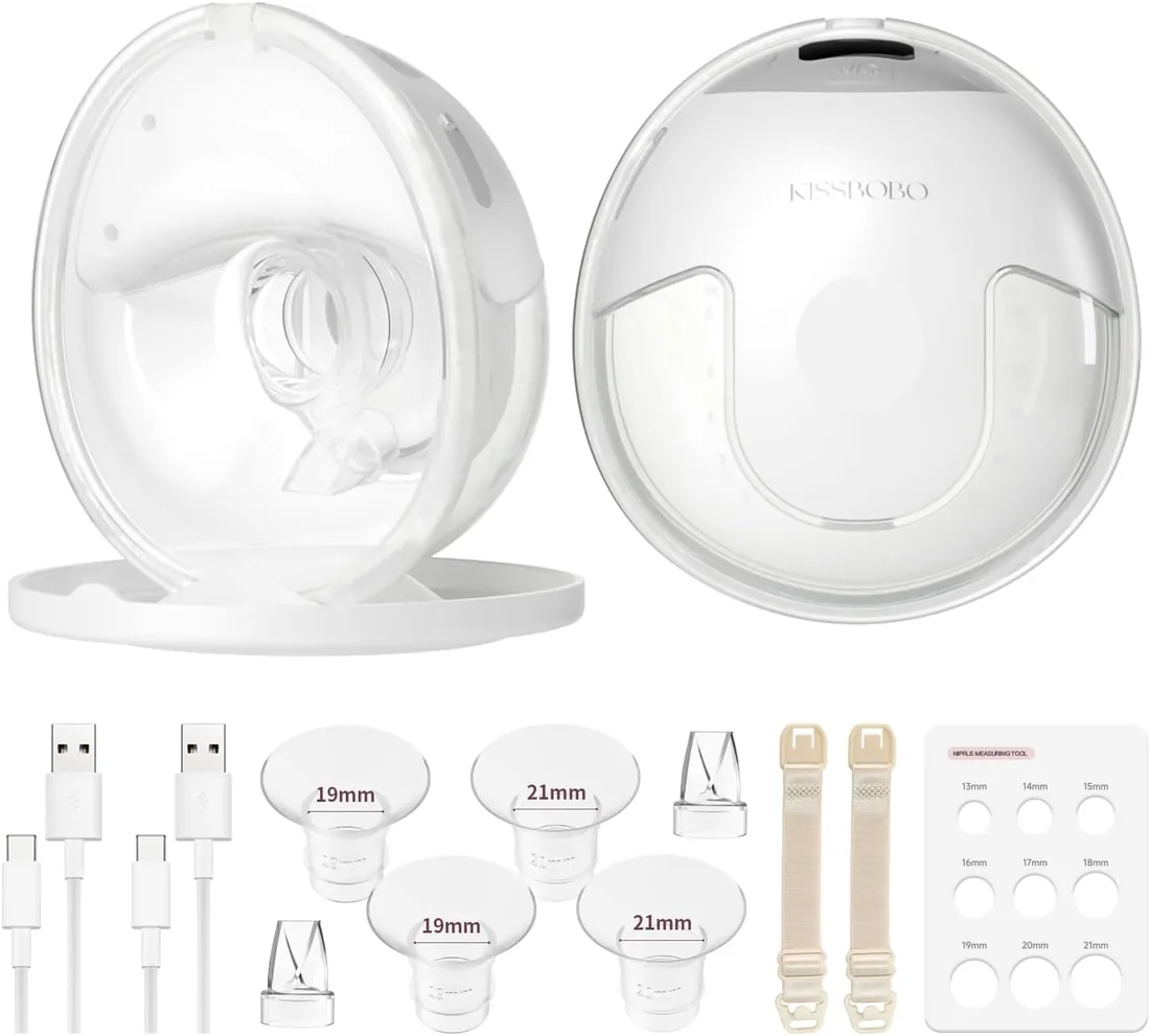 KISSBOBO K5 Sacaleches electricos doble,19 niveles 4 modos,280mmHg fuerte potencia de succión sacaleches manos libres,indoloro saca leche materna electrico(Blanco 2 Piezas)