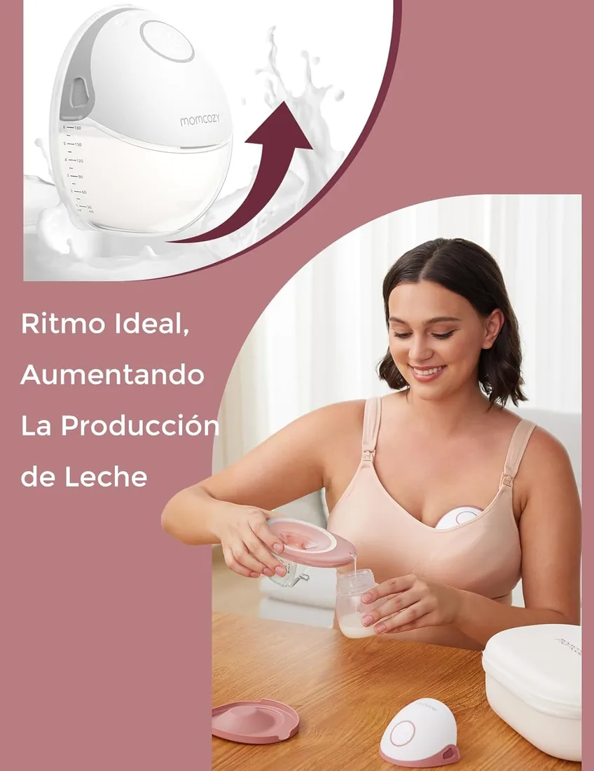 Momcozy M6 Sacaleches Eléctrico Manos Libres, 295 mmHg, 3 Modos 9 Niveles | Motor de 2.ª generación, succión estable, portátil, brida DoubleFit, ajuste cómodo y pantalla LED, extractor de leche materna foto 3