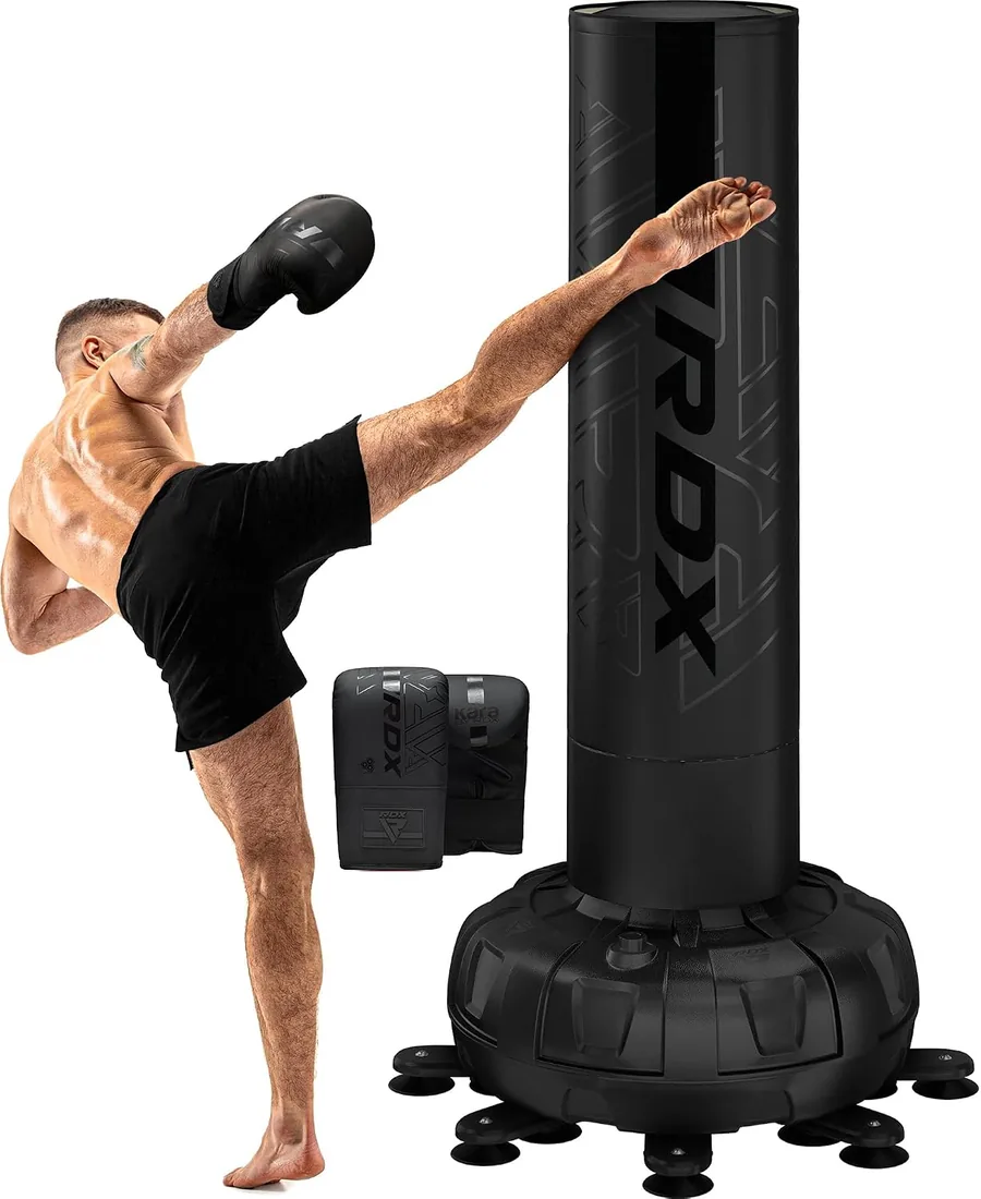 RDX Saco de Boxeo Pie XXL 150KG 6FT Puñetazos Guantes para Artes Marciales Mixtas, Pesado Peber Adultos, Equipo Entrenamiento Gimnasio Casa, 17 Ventosas Bolsa para Fitness MMA Training, Karate