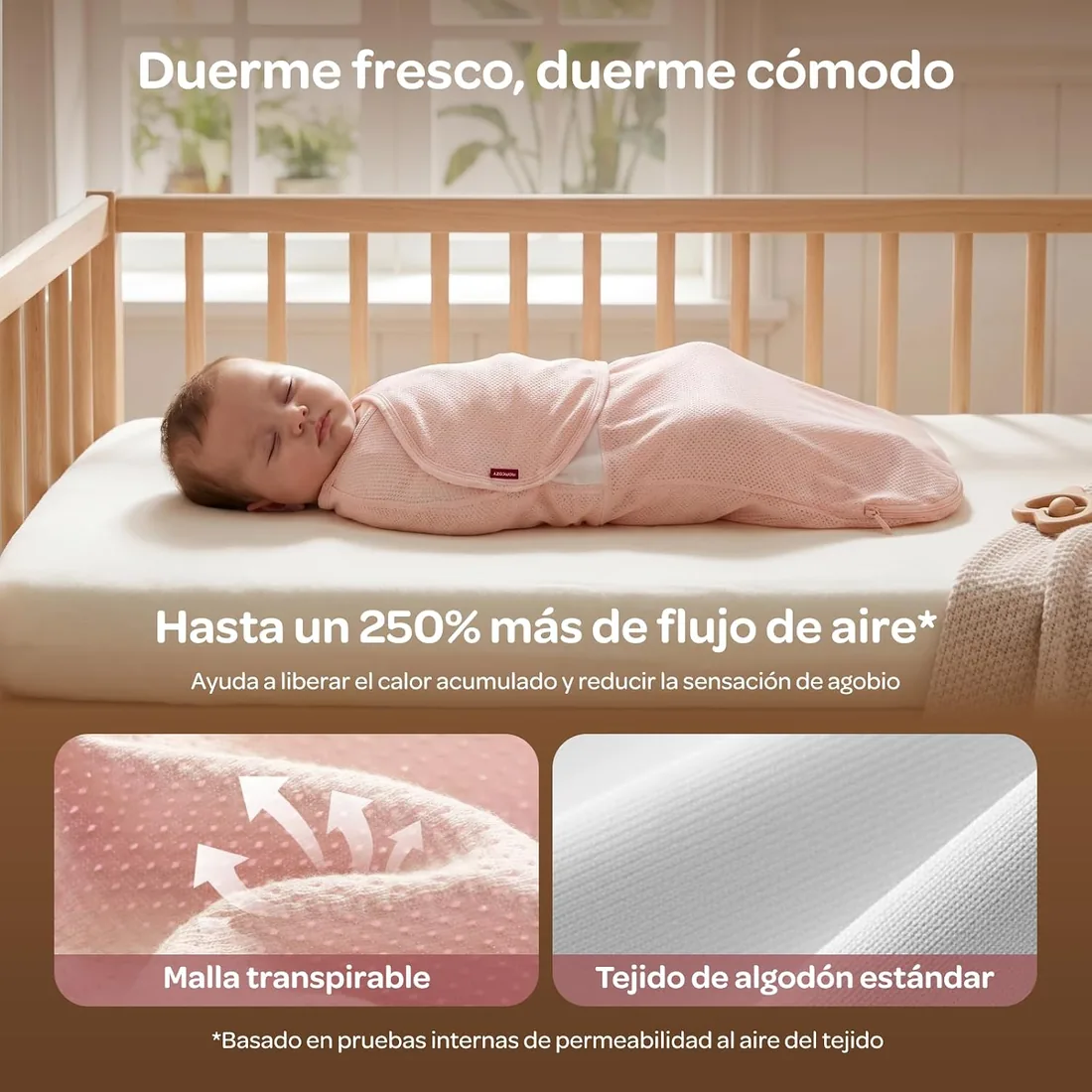 momcozy Saco de Dormir Bebé Transpirable Airflow Algodón 100%, Arrullo Recién Nacido 0-3 Meses, Reduce el Sobrecalentamiento y el Reflejo de Sobresalto foto 3