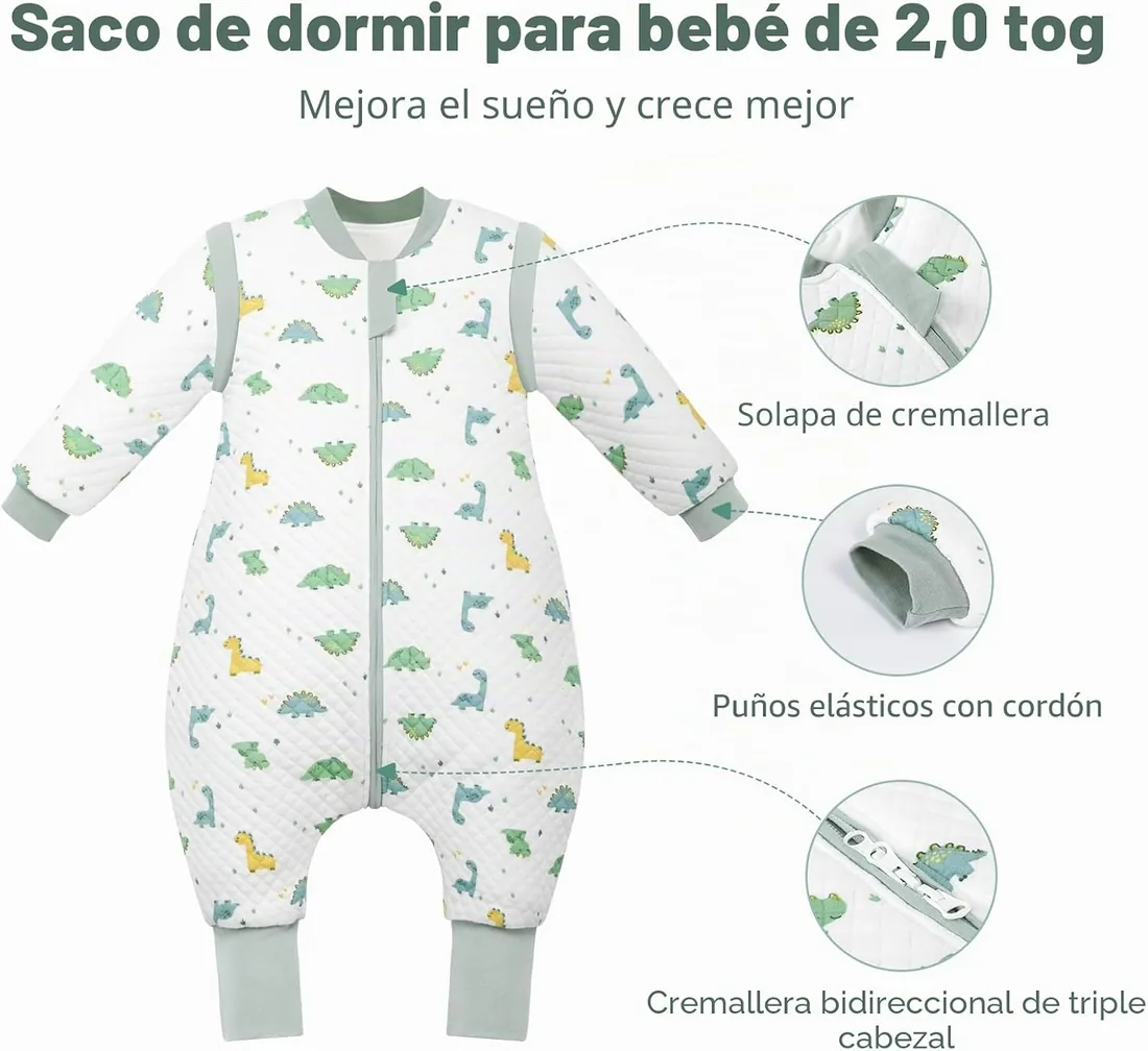 Saco Dormir Bebé 2,0 TOG Mangas ExtraíBles con Pies 18-36 Meses foto 3