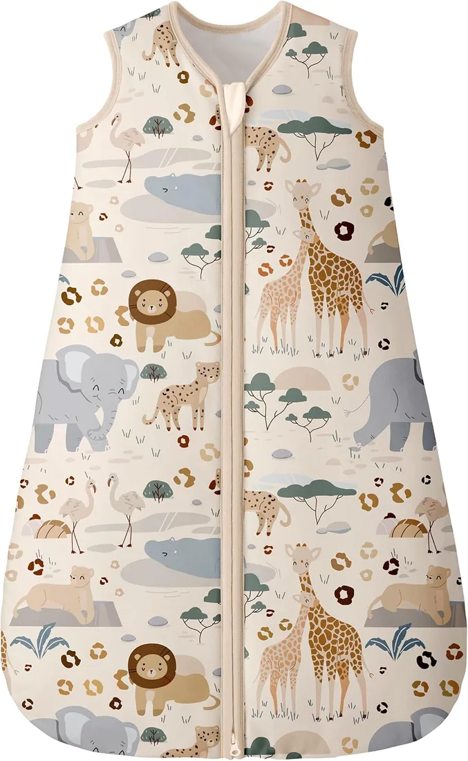 Unnivoll Saco de dormir para bebé, 2,5 tog, 0-6 meses, 100% algodón, saco de dormir acolchado con cremallera de 2 vías, saco de dormir acolchado para bebé Newbron, cálido y suave, Cebra