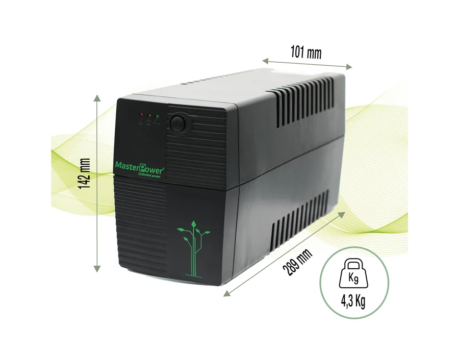 Master Power, Sistema de Alimentación Ininterrumpida SAI, UPS 900 VA, Tensión Constante de Salida 480W, 2 Enchufes Schuko — Ref. XNX4 foto 3