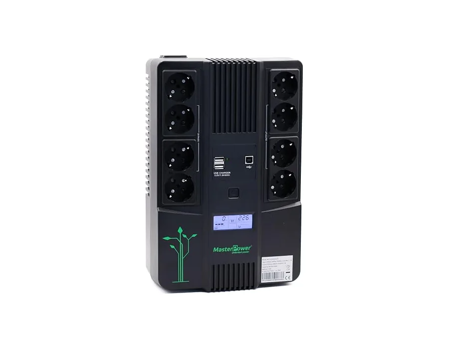 U-Power UPS 850VA SAI – Sistema de Alimentación Ininterrumpida, 480W, Pantalla LCD, 8 Enchufes Schuko, USB, RJ45, Protección Eléctrica para PC y Red