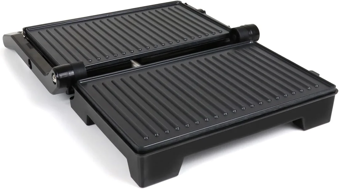 JATA JEGR1107 - Grill Eléctrico de Asar Doble 1000W, Sandwichera y Grill 180º, Placas Antiadherentes Sin PFOA, Apertura Total, Grill para Carne, Pescado y Paninis foto 2
