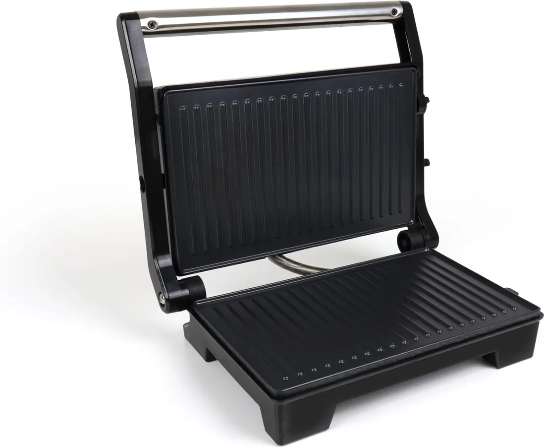 JATA JEGR1107 - Grill Eléctrico de Asar Doble 1000W, Sandwichera y Grill 180º, Placas Antiadherentes Sin PFOA, Apertura Total, Grill para Carne, Pescado y Paninis foto 3