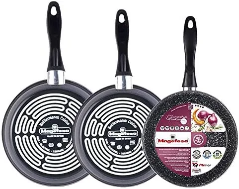 Magefesa K2 Gransasso set de 3 sartenes 24/26/28cm. Exterior gris, antiadherente bicapa efecto piedra, aptas para todo tipo de cocinas, especial inducción. Hasta 50% de ahorro energético. foto 2