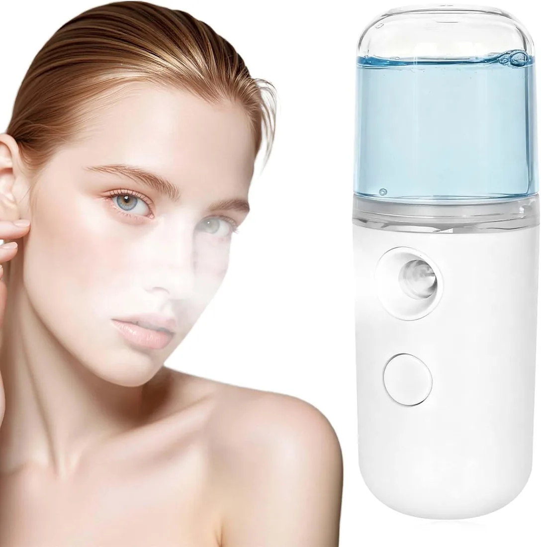 30 Ml Mini Pulverizador Facial, Nano Facial Mist Sprayer, Vaporizador Facial Recargable Usb Mini Face Hidratante Rostro Humidificador Para Belleza, Maquillaje, Hogar Y Viaje,Blanco