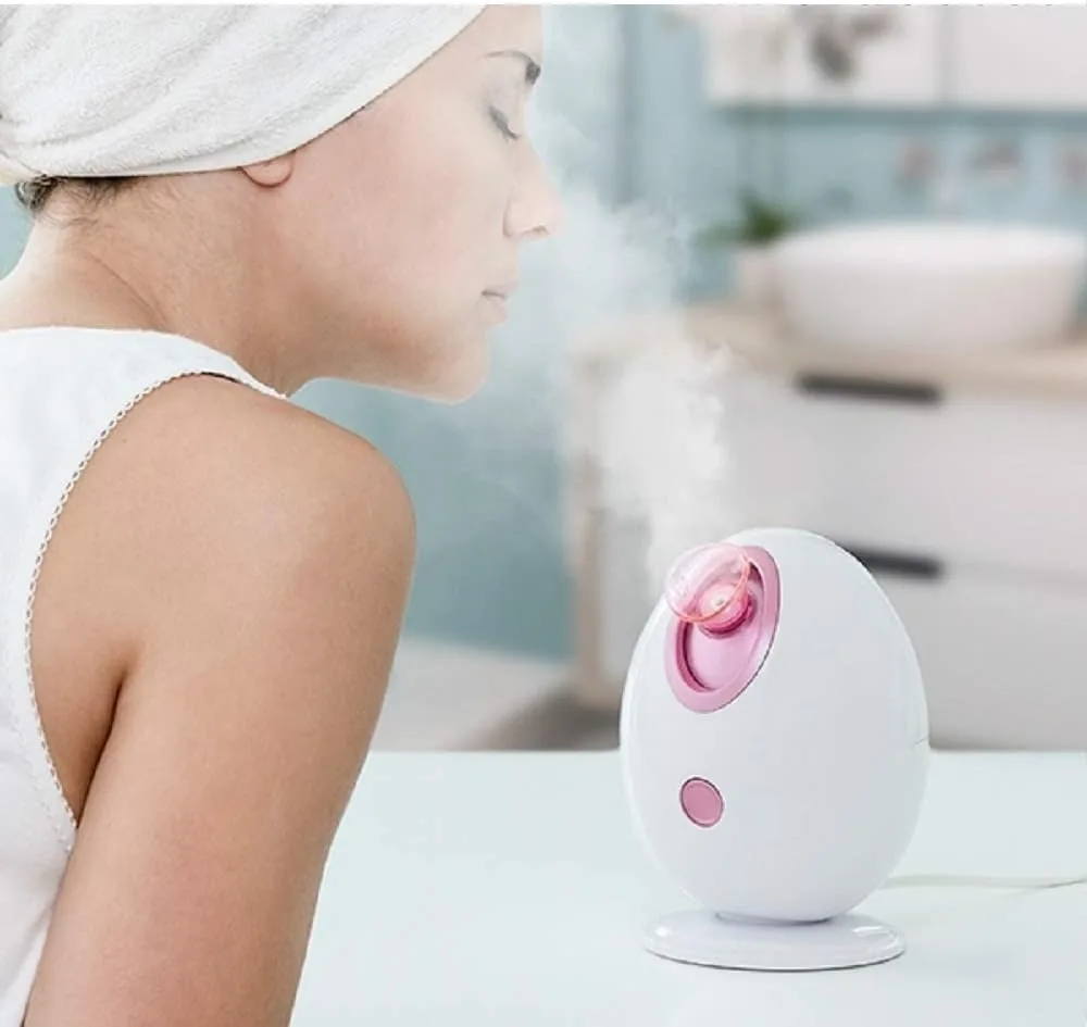 InnovaGoods Moispa Sauna Facial Eléctrica - Nano-vaporizador, Hidratación Profunda, Limpieza Intensiva, 90ml, 40ºC, Apagado Automático, Blanco Rosa, ABS foto 2