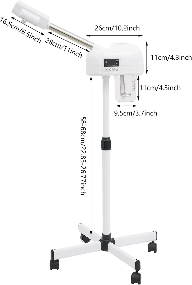 Vaporizador facial de pie de ozono, humidificador LED, vaporizador de aire caliente, sauna facial, limpiador de poros, vapor facial, brazo giratorio, para familias, hospitales, salones de belleza foto 3