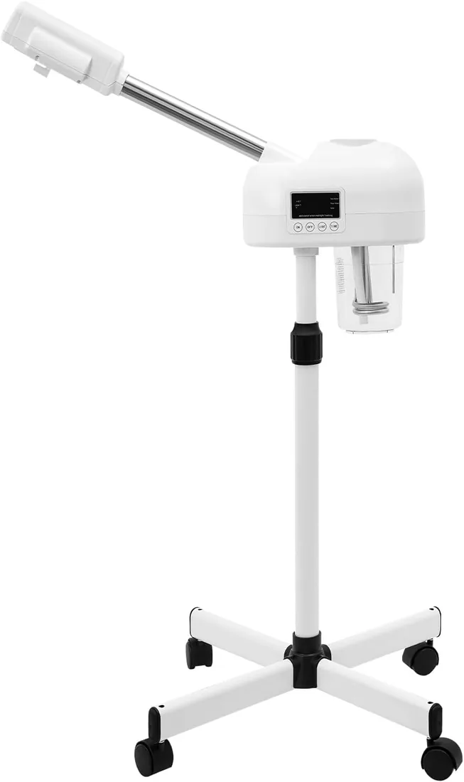 Vaporizador facial profesional, sauna facial limpiador de poros, vapor facial, adecuado para salón y hogar, niebla cálida, brazo extensible, aromaterapia
