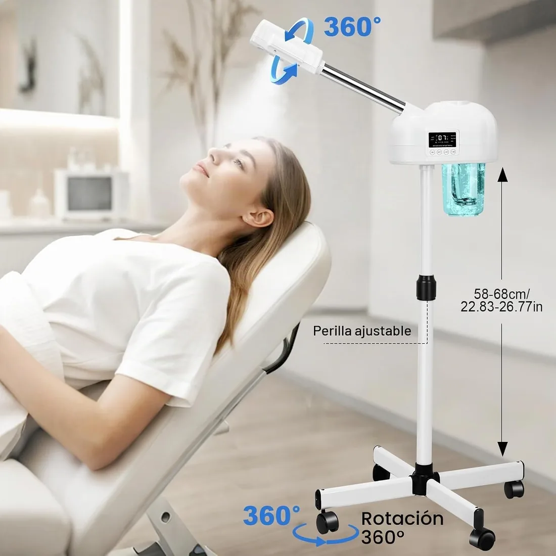 Vaporizador facial profesional, spray de niebla caliente nano iónico, función de temporizador, máquina de vapor facial, vaporizador facial para esteticistas, spa en casa foto 2