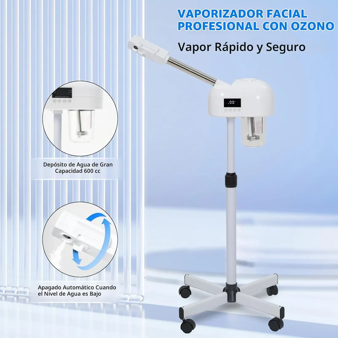 Vaporizador facial profesional, spray de niebla caliente nano iónico, función de temporizador, máquina de vapor facial, vaporizador facial para esteticistas, spa en casa foto 3