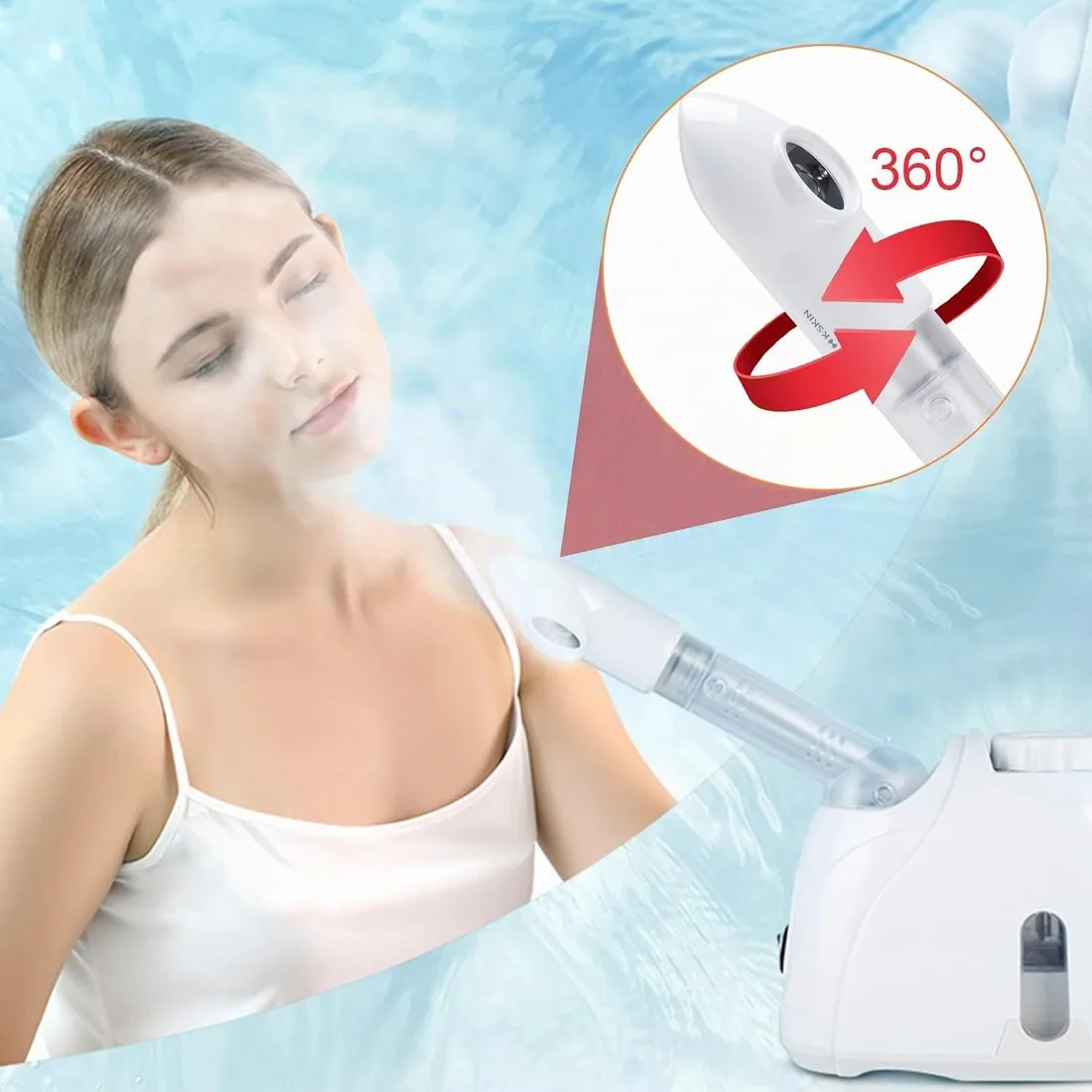 Vaporizador Facial Sauna Facial Nano Ionic Vaporizador Facial, Belleza Spa Cuidado personal de la piel Cuidado de la piel Facial Vaporizador Reducido Poros Agrandados Blanco foto 3
