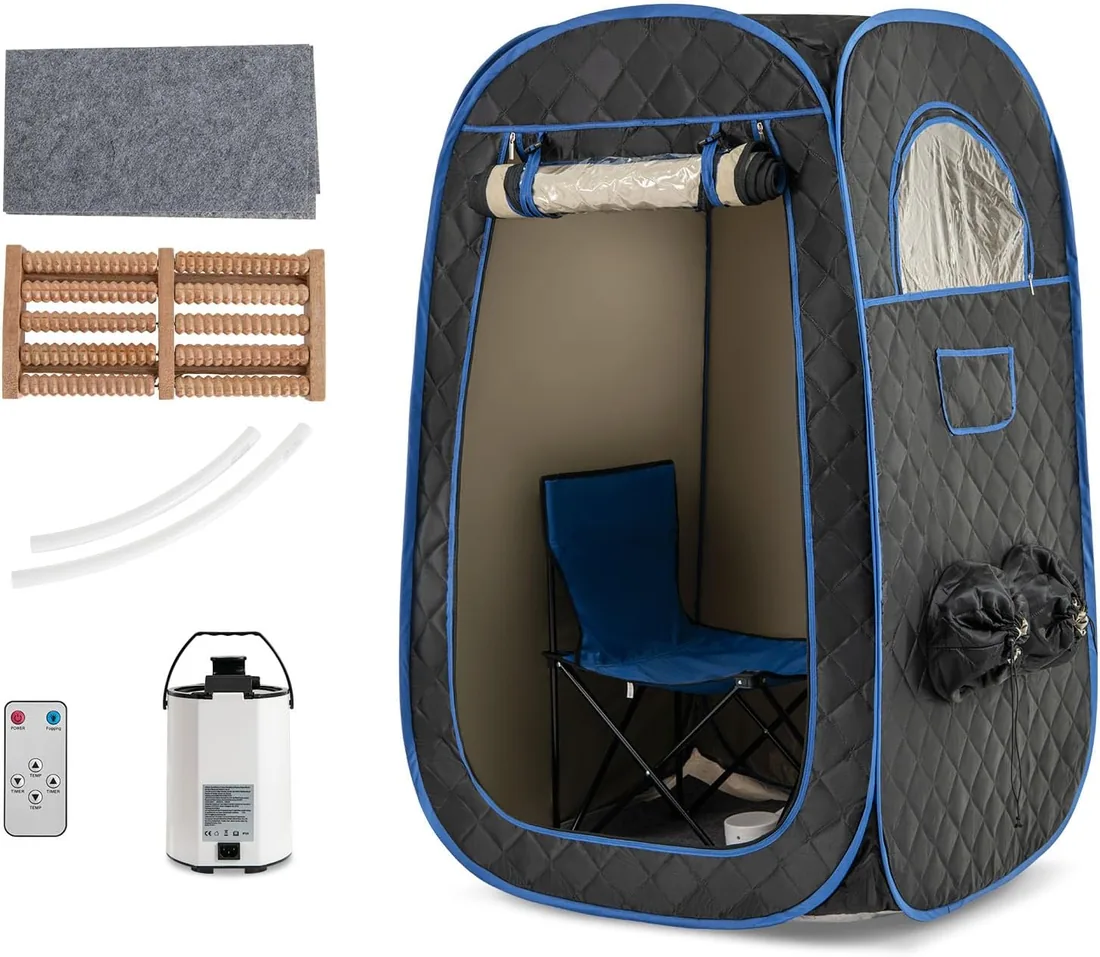 Homasis Sauna Portatil de 3L,Sauna de Vapor con 9 Niveles de Temperatura y 9 Temporizadores, 1000 W Sauna Exterior Finlandesa, para Baños de Sauna, Sudoración, Desintoxicación (Negro) foto 2