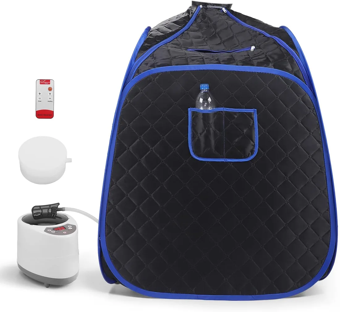 Sauna de Vapor Portátil,Cabina de Spa en Casa con Generador de Vapor de 2,6L,Mando a Distancia y Temporizador para Desintoxicación, Alivio del Dolor y Relajación