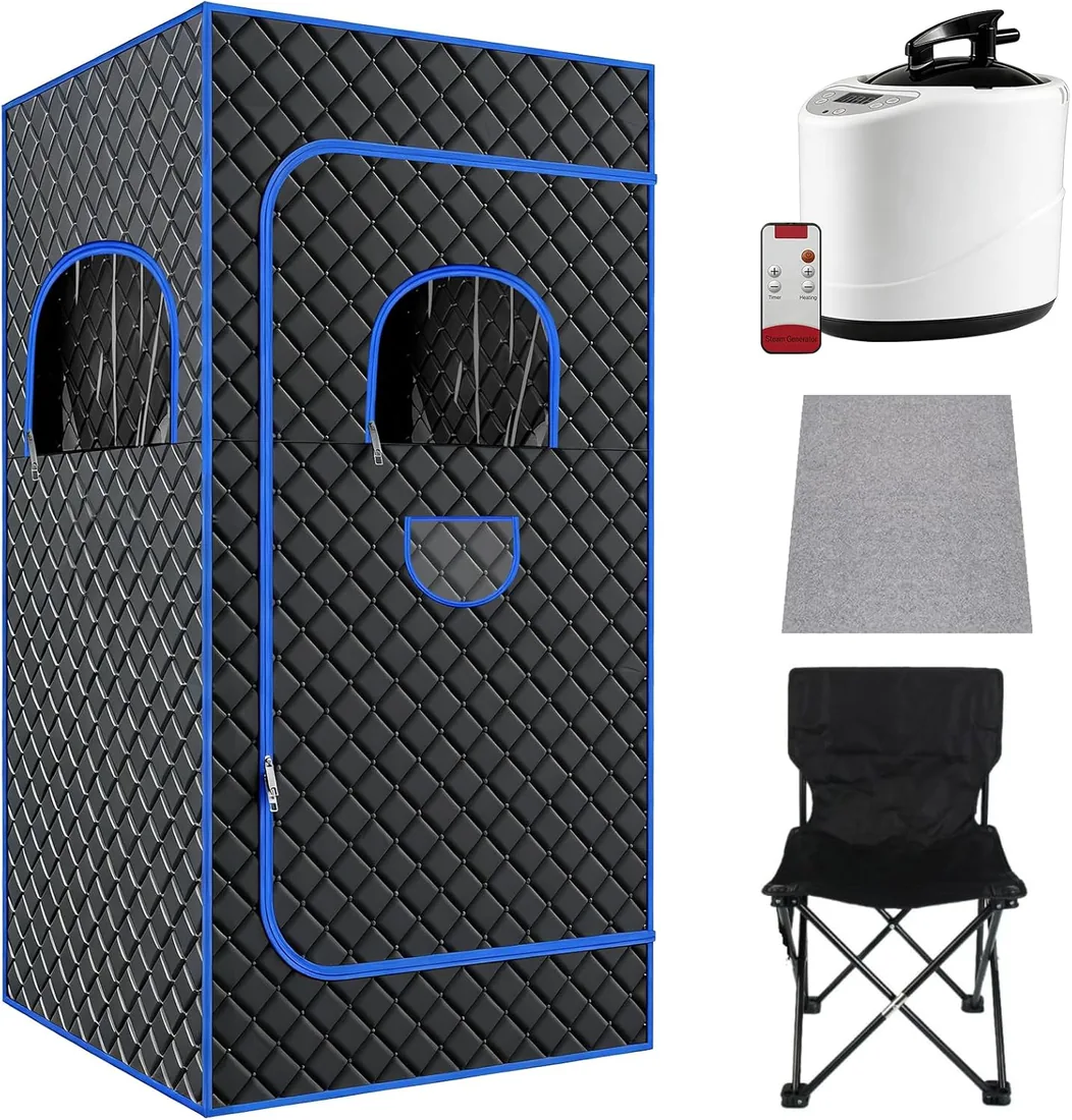 Sauna de vapor portátil, sauna de vapor para el hogar,tienda de sauna móvil | Cabina de sauna personal plegable, tienda de baño con generador de vapor de 3 L, sauna portátil con mando a distancia foto 3