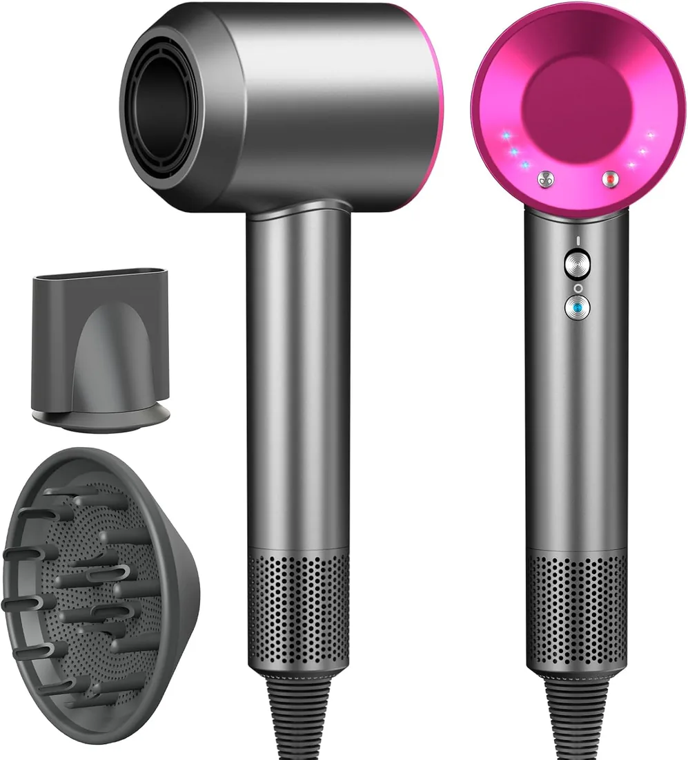 AIUNAOM Secador de Pelo Profesional Iónico 160000 RPM, Motor Sin Escobillas, 500 Millones de Iones Negativos, 4 Temperaturas 3 Velocidades, Difusor y Boquilla Magnéticos