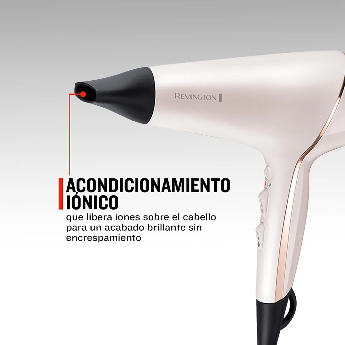 Remington Secador de Pelo Profesional PROluxe - Tecnología OPTIHeat, Iónico, Peinados Duraderos y Sin Encrespamiento, 2400 W, Motor AC, Difusor y Concentrador, 3 Temperaturas, 2 Velocidades - AC9140 foto 2