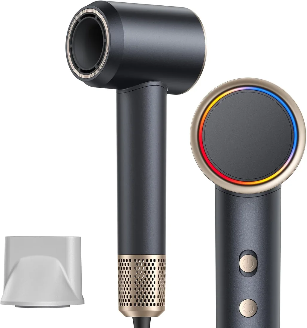 Secador de Pelo Iónico Profesional de 1500W, Secador de Viaje Potente con Motor de 2 Velocidades y 3 Temperaturas, Temperatura Constante para el Cuidado del Cabello con 1 Concentrador