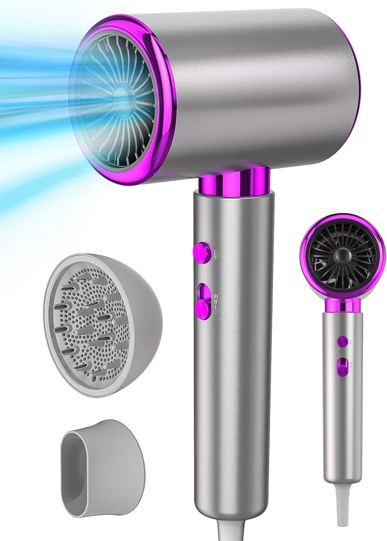 Secador de Pelo Profesional 2400W Iónico, Difusor, 2 Velocidades | 3 Temperaturas, Aire Frío, Concentrador, Cable de 1,8 m, Protección Térmica, para Rizos, Alisado, Hogar y Viaje