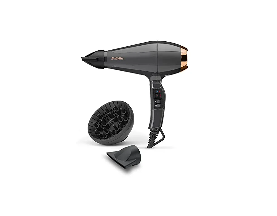 BaByliss Secador de pelo Italian Air Pro con Difusor - Motor AC Profesional, Alta potencia 2200 W, Tecnología iónica antiencrespamiento, 2 temperaturas y 2 velocidades, Made In Ita foto 2