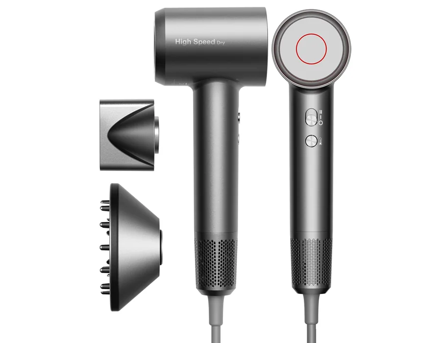 Secador de Pelo Iónico de Alta Velocidad, Ligero, Motor Sin Escobillas 160.000 RPM, Secado Rápido, Anti Encrespamiento, Bajo Ruido, con Difusor y Boquilla, Enchufe UE (Gris Plata)
