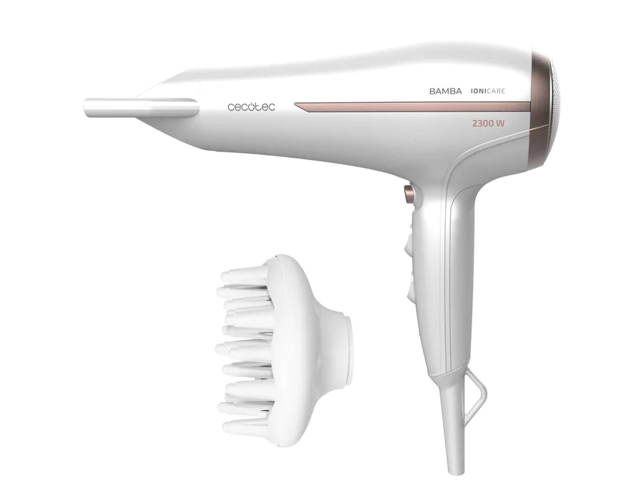 Cecotec Secador de pelo Iónico Bamba IoniCare 5200 Aura, 2300W de potencia, con ion real y gran caudal, Función aire frío, 2 velocidades y 3 temperaturas