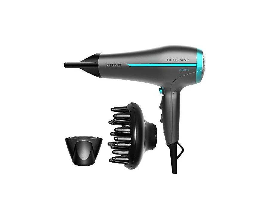 Cecotec Secador de Pelo Iónico Bamba IoniCare 5200 Aura Black. 2300W, Concentrador y Difusor, Cabello Sin Encrespamiento, Motor DC, Ion Real, Gran Caudal de Aire, 2 Velocidades y 3 foto 2