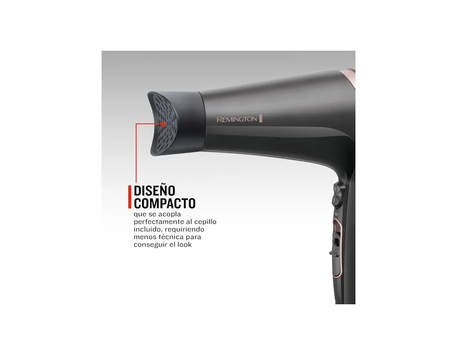 Remington Secador de Pelo Curl & Straight Confidence, 2 en 1 Alisa y Riza, Iónico, 2200 W, 2 Concentradores, 1 Difusor y Cepillo de Barril, 3 Temperaturas, 2 Velocidades, Color Neg foto 3