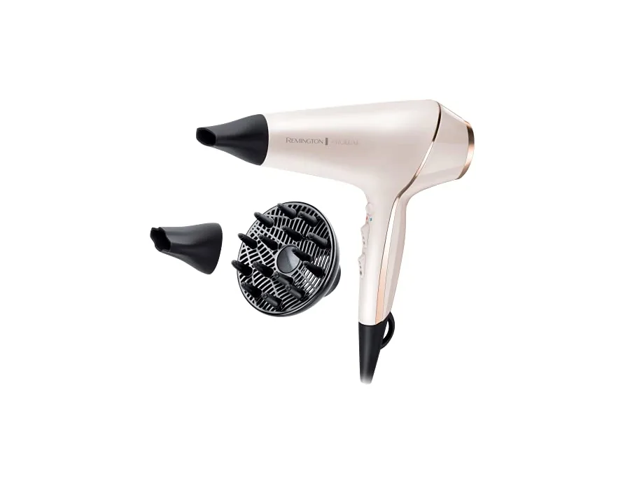 Remington Secador de Pelo Profesional PROluxe - Tecnología OPTIHeat, Iónico, Peinados Duraderos y Sin Encrespamiento, 2400 W, Motor AC, Difusor y Concentrador, 3 Temperaturas, 2 Ve foto 2
