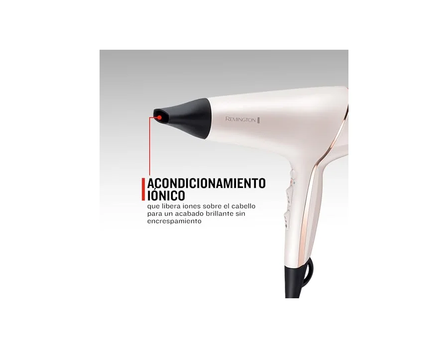 Remington Secador de Pelo Profesional PROluxe - Tecnología OPTIHeat, Iónico, Peinados Duraderos y Sin Encrespamiento, 2400 W, Motor AC, Difusor y Concentrador, 3 Temperaturas, 2 Ve foto 3