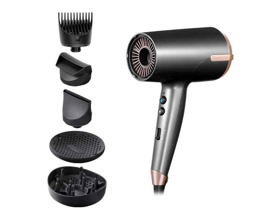 Remington Secador de Pelo Professional ONE, sensor Thermacare para proteger cabello, iónico, 8 ajustes, 4 accesorios, reductor encrespamiento, neceser para guardar, D6078