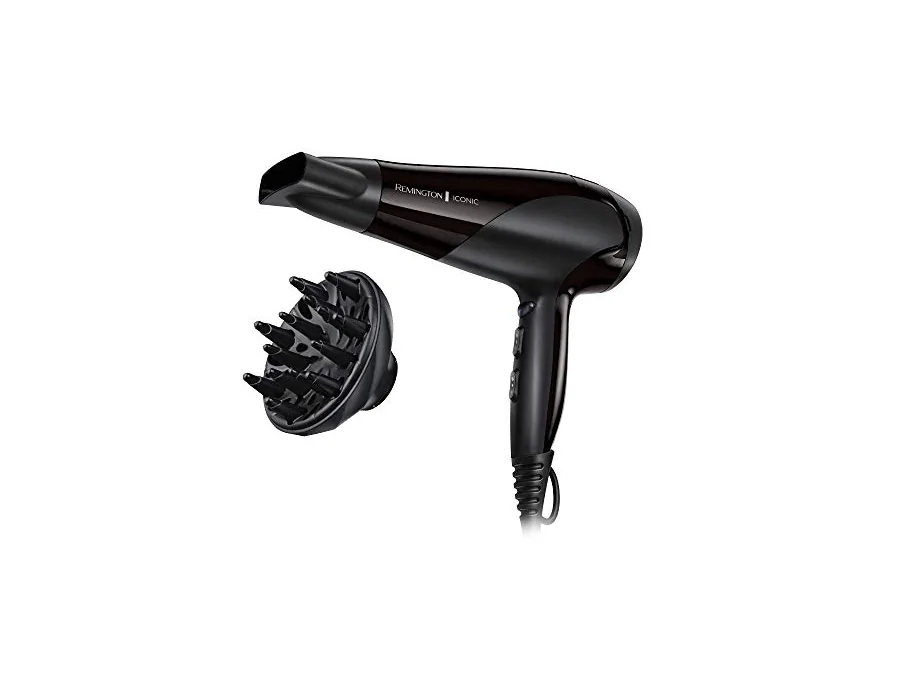 Remington Secador de Pelo Ionic Dry 2200, Iónico, Cabello Sin Encrespamiento, 2200 W, Concentrador y Difusor, 3 Temperaturas, 2 Velocidades, Rejilla Trasera Desmontable, Gancho Par foto 2