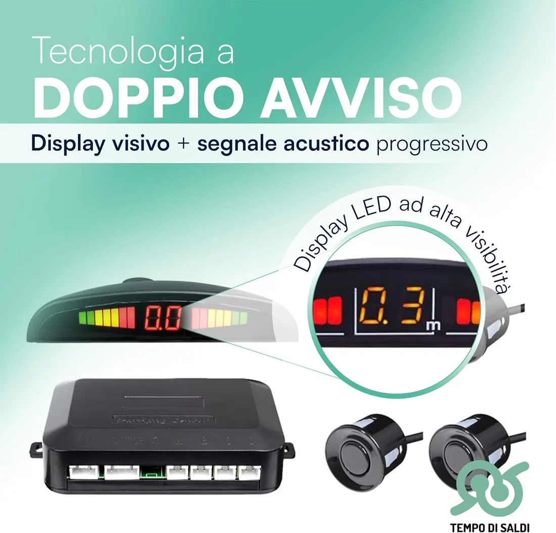 Juego de 4 sensores acústicos de aparcamiento para coche, pantalla led, se pueden pintar foto 3